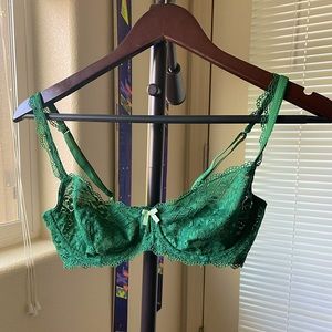 Dark Green Lace Balconette Bra